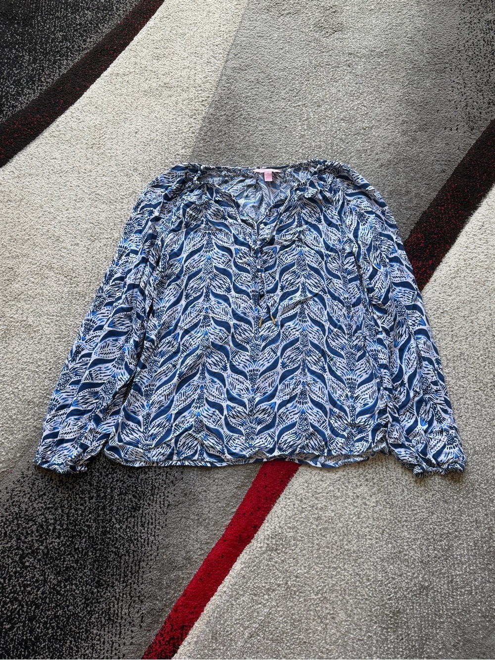 Lilly Pulitzer Blue Print Long Sleeve Blouse